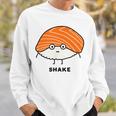 鮭 サーモン 握り寿司 顔 イラスト かわいい おもしろ 面白い 簡単 シンプル ゆるい ネタ 寿司 スウェットシャツ 彼への贈り物
