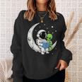 Astronaut Alien Reading Book Moon Space Sweatshirt Gifts for Her