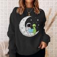 Astronaut And Alien Reading On Moon Space Book Lover Sci Fi Sweatshirt Gifts for Her