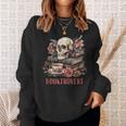 Booktrovert Skull Books Tea Flower Gothic Bookworm Bookish Sweatshirt Gifts for Her
