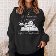 Cat Reads a Book Reading Coffee Sweatshirt Gifts for Her Cat Reads a Book Reading Coffee Sweatshirt Gifts for Her