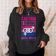 Caution Iwing Both Ways バイセクシャル プライド ジョーク スウェットシャツ 彼女への贈り物
