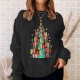 Christmas Book Tree Holiday Loves Reading Bookworm Sweatshirt Gifts for Her