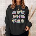 Coquette Bunny Bow Rabbit Teacher Books Easter Retro Sweatshirt Gifts for Her