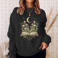 Crescent Mushroom Book Fungi Art Woodland Mystical Night Sweatshirt Gifts for Her