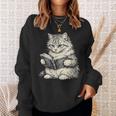 Cute Cat Reading Book Classic Bookworm Animal Pet Lover Sweatshirt Gifts for Her