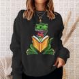 Dino Read Book Shirt Dinosaurs Reading Rex Cute Tee Sweatshirt Gifts for Her