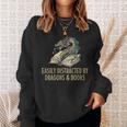 Easily Distracted By Dragons & Books Vintage Style Sweatshirt Gifts for Her