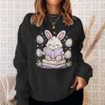 Easter Bunny Reading Book Cute Pastel Eggs Sweatshirt Gifts for Her
