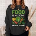 Food Is Medicineの栄養士、自然療法医栄養士へのギフト 長袖tシャツ スウェットシャツ 彼女への贈り物