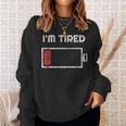 I'm Tired Low Battery 空の電話シンボル スウェットシャツ 彼女への贈り物