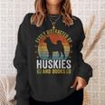 Huskies And Books Husky Mom Husky Dad Retro Vintage Reading Sweatshirt Gifts for Her