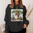 Raccoon Family Reading Around Treetop Home Books Adventure Sweatshirt Gifts for Her
