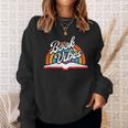Rainbow Book Vibes Vintage Retro Book Lover & Reading Sweatshirt Gifts for Her