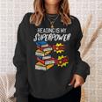 Reading Is My Superpower Book Lover Bookworm Librarian Sweatshirt Gifts for Her