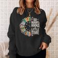 Retro So Many Books Little Time Book Clock Reading Sweatshirt Gifts for Her