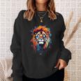 Strong Regal Lion Magestic Lion クールカラフルライオンステンシル スウェットシャツ 彼女への贈り物