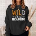 Wild About Reading Books Reader Lover Animals Leopard Zebra Sweatshirt Gifts for Her