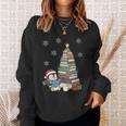 Women's Book Lovers Christmas Tree Reading Penguin Holiday Bookworm Sweatshirt Gifts for Her