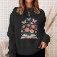 Women's Open Book Flowers Butterflies Blooming Saying Sweatshirt Gifts for Her