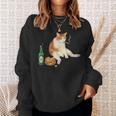 おもしろ猫 喫煙 ジョイント ビール タバコ キティ Gen Z ミーム スウェットシャツ 彼女への贈り物