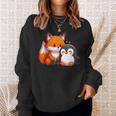 かわいいキツネとペンギンのデザイン スウェットシャツ 彼女への贈り物