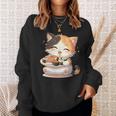 わがまま猫 寿司ねこ ラーメン好き かわいい おもしろ マンガ 長袖tシャツ スウェットシャツ 彼女への贈り物