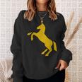ゴールデンホースデザイン ファニーtシャツ かわいいスタリオン ゴールドギフト スウェットシャツ 彼女への贈り物