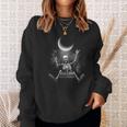 スケルトンロックオンムーン不気味なハロウィンロックバンド 怖い 長袖tシャツ スウェットシャツ 彼女への贈り物