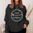 ハレ クリシュナ マントラ インドフルートピーコックフェザー トゥルシーマーラー 長袖tシャツ スウェットシャツ 彼女への贈り物