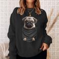 パグ 面白いtシャツ イヌ ポケット わんこ メンズ 犬好き グッズ かわいい おもしろ 面白い 服 ネタ 長袖tシャツ スウェットシャツ 彼女への贈り物
