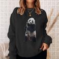 パンダ 演奏 クラリネット リアル 長袖tシャツ スウェットシャツ 彼女への贈り物