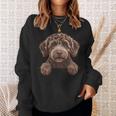 ブラウン ラブラドゥードル かわいい 覗き見 落書き 子犬 犬 長袖tシャツ スウェットシャツ 彼女への贈り物