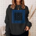 メンズ ブラックブルーバンダナプリントtシャツ ロイヤルブルーペイズリー柄 スウェットシャツ 彼女への贈り物