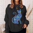 ブルー ペイズリーキャット スウェットシャツ 彼女への贈り物