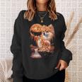 ポメラニアン ハウリング Bbq グリルマスター お父さん ユーモア 面白い 長袖tシャツ スウェットシャツ 彼女への贈り物