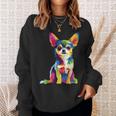 ヴィンテージ レトロ チワワ 犬 かわいい グルービー 犬 長袖tシャツ スウェットシャツ 彼女への贈り物