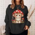 ヴィンテージ猫とキノコの帽子かわいいコテージコア美学 スウェットシャツ 彼女への贈り物