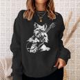 犬 ギタリスト ギター ティーカップ ヨーキー パパ ママ スウェットシャツ 彼女への贈り物