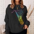 猫とサックスのサクソフォン楽器 スウェットシャツ 彼女への贈り物