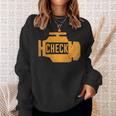 琥珀色の車のエンジンダッシュボード警告灯 面白いメカニック スウェットシャツ 彼女への贈り物