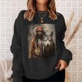 男と狼 長袖tシャツ スウェットシャツ 彼女への贈り物