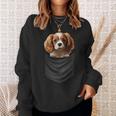 面白いtシャツ キャバリア 胸 ポケット イヌ わんこ メンズ 犬好き グッズ おもしろ 面白い 服 ネタ 長袖tシャツ スウェットシャツ 彼女への贈り物
