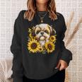 面白いtシャツ シーズー ひまわり わんこ メンズ 犬好き グッズ かわいい おもしろ 面白い 服 ネタ 長袖tシャツ スウェットシャツ 彼女への贈り物