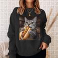 面白い猫を食べるホットドッグtシャツ リアルなタビーキャットフード ユーモア スウェットシャツ 彼女への贈り物