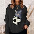 面白い猫サッカーボールグラフィック子猫のスポーツ愛好家のコスチューム スウェットシャツ 彼女への贈り物