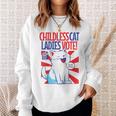 Childless Cat Ladies Vote Kamala Harris Cute Comic Book Cat Raglan Baseball Tee Sweatshirt Gifts for Her