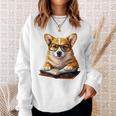 Cute Dog Corgi Reading Book Sweatshirt Gifts for Her