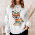 Cute Fox Smart Nerdy 1st Day School Teachers Students Books Sweatshirt Gifts for Her