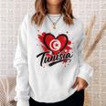 I Love Tunisia 旅行旗 ハート ツーリスト バケーション デザイン スウェットシャツ 彼女への贈り物